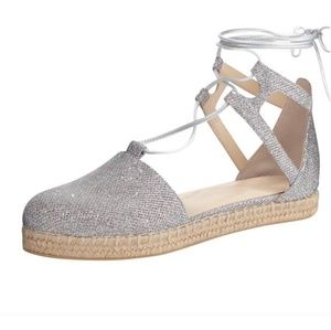 Stuart Weitzman Lace Up Metallic Espadrilles